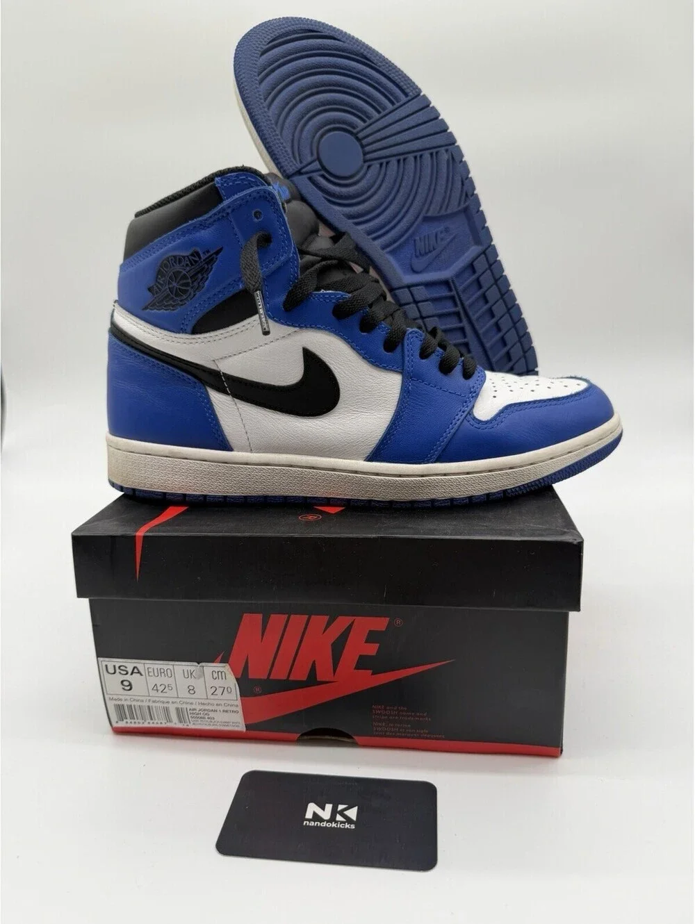 Air Jordan 1 Retro High OG Game Royal 2018 Size 9 Leather 555088-403